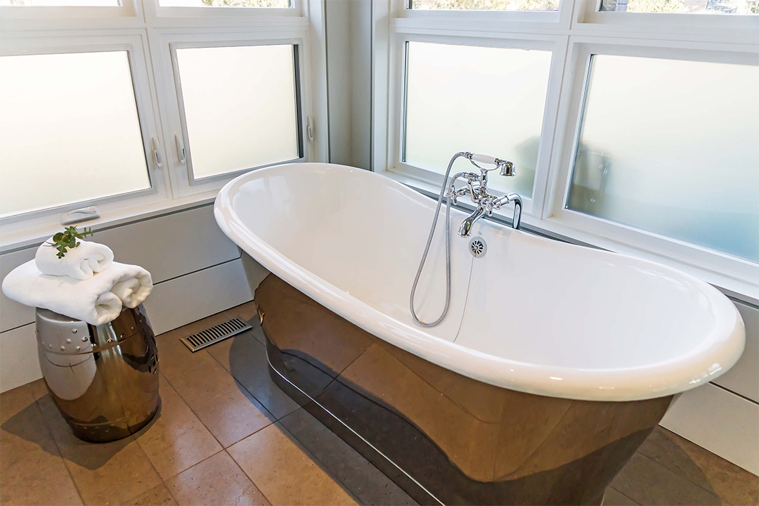 Calgary vinyl window installation for a bathroom